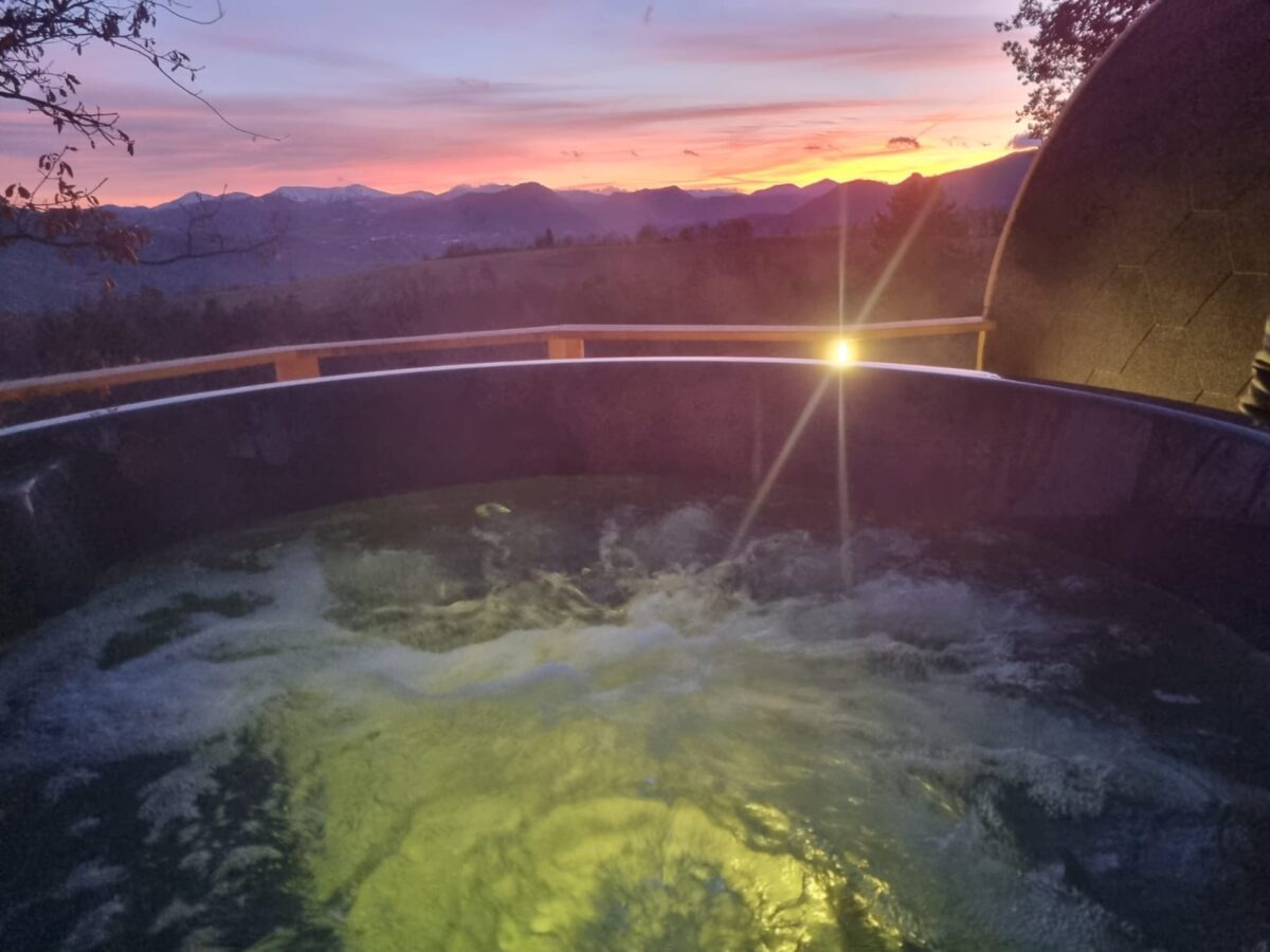 Bain nordique et coucher de soleil
